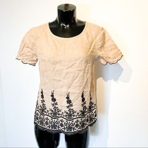 100% Linen J.CREW Embroidered Top